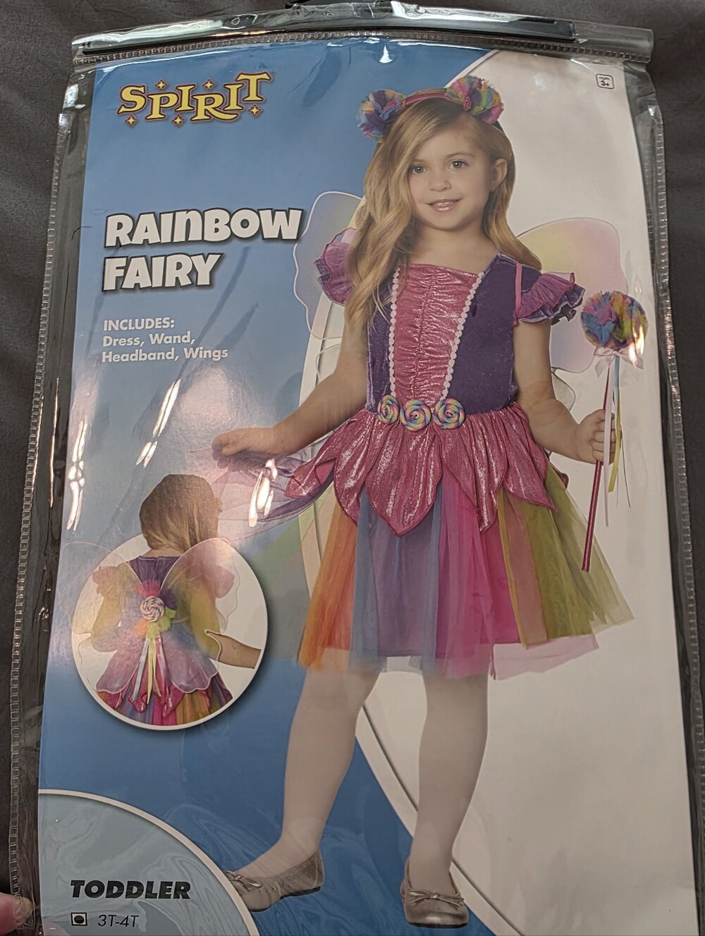 Spirit Halloween Rainbow Fairy Costume Toddler Girls Size 3T-4T Complete Set